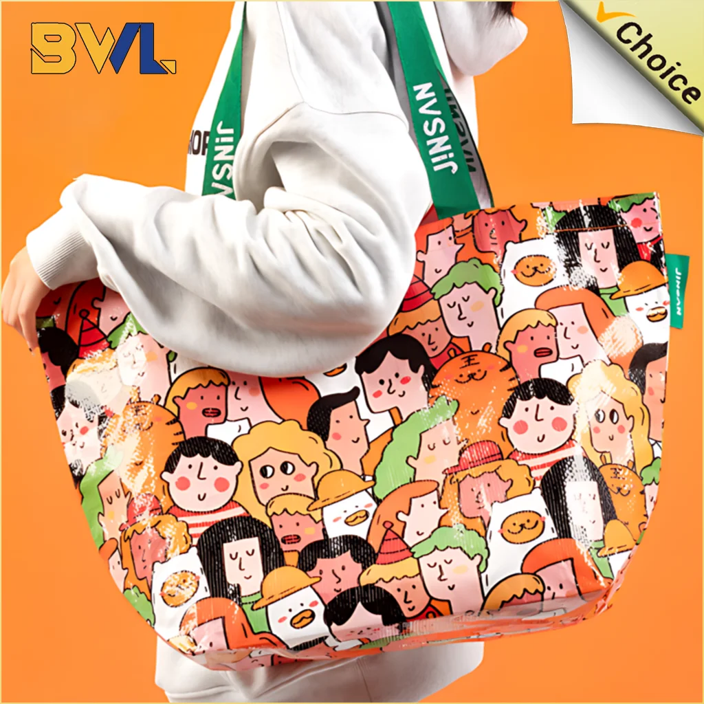 1-20PCS Creative Gift Handheld Shopping Bag Colour Printing Plastic Woven Bag Large Capacity Waterproof Luggage Storage Bag