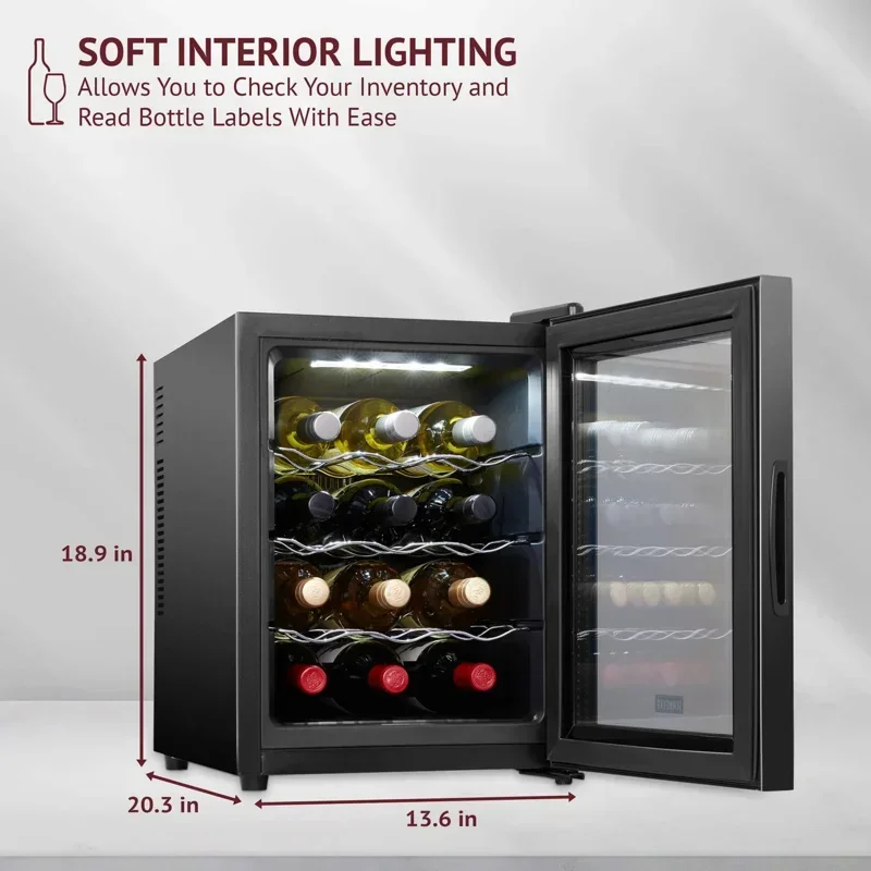 QWWine Cooler/Refrigerator Counter Top Cave de Vinho com Display Digital de Temperatura, Geladeira Independente Vidro Fumado Por Frigorífico