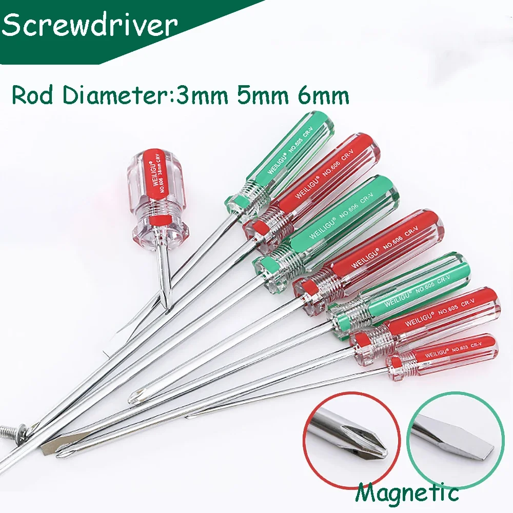 

1pcs 3mm 5mm 6mm Phillips Slotted Screwdriver Magnetic Tip Screw Driver Spanner Hand Repair Tool Durable Screwdrivers