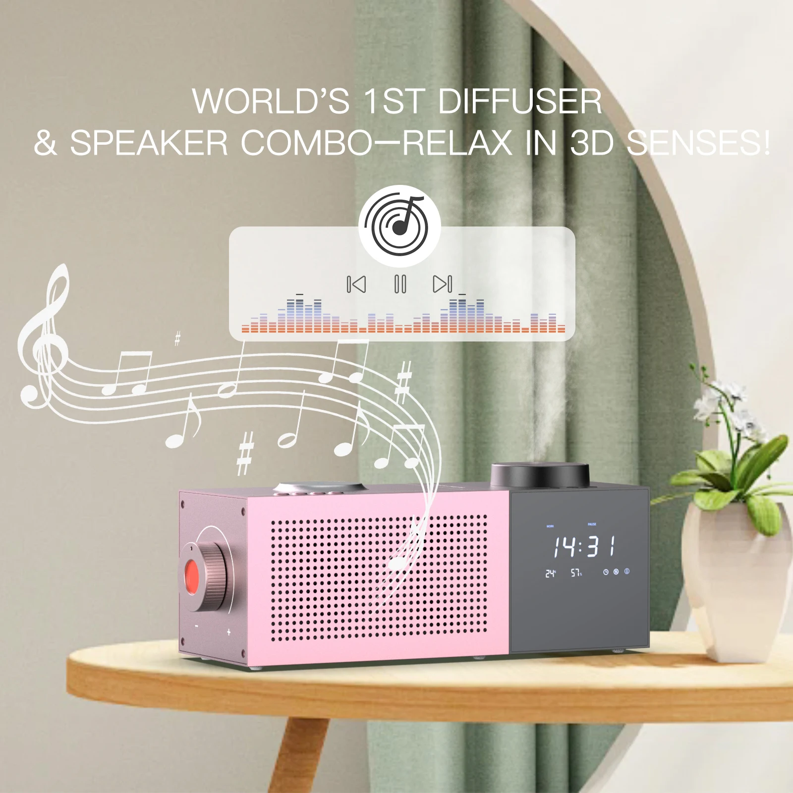 

3-in-1 Electric BT Speaker & Essential Oil Diffuser Portable Cool Mist Aromatherapy Machine For Home & Hotel Use