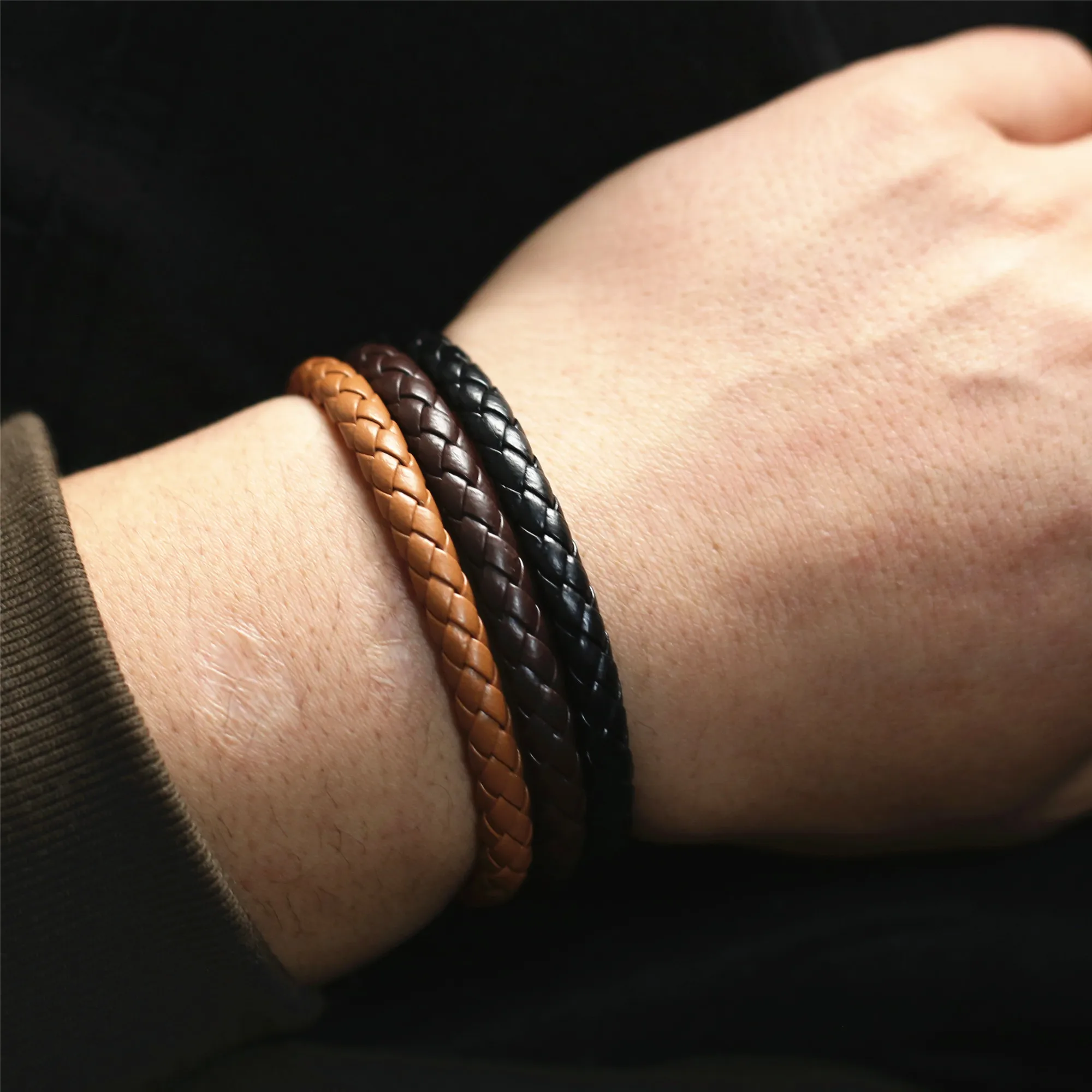 WestBull Khaki Brown PU Leather Braided Men Bracelets For Women Wristbands Bangle Male Homme Gift Jewelry