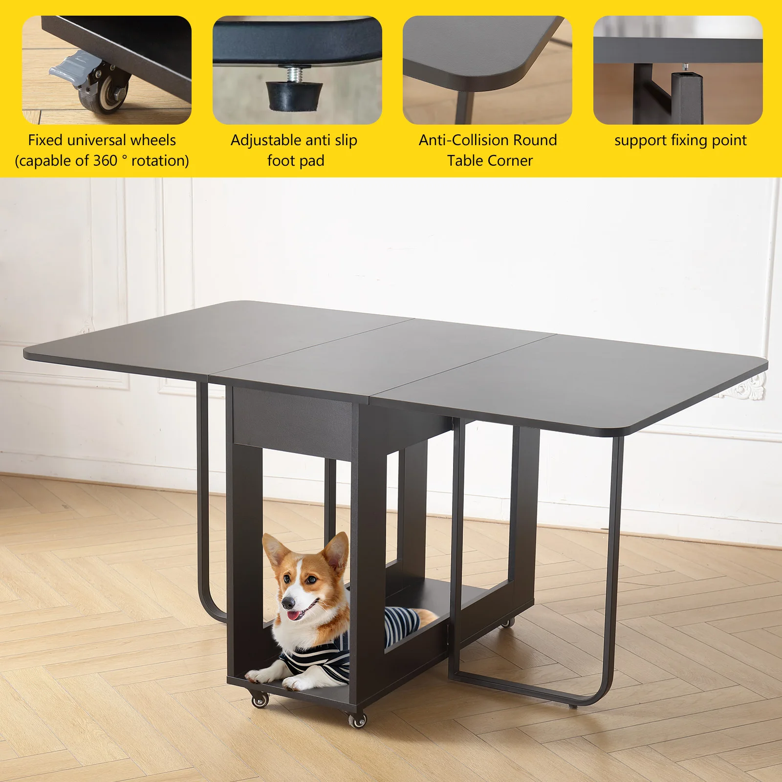 Передвижной модный складной обеденный стол, мебель, экономия места, многофункциональный прямоугольный обеденный стол и складные стулья