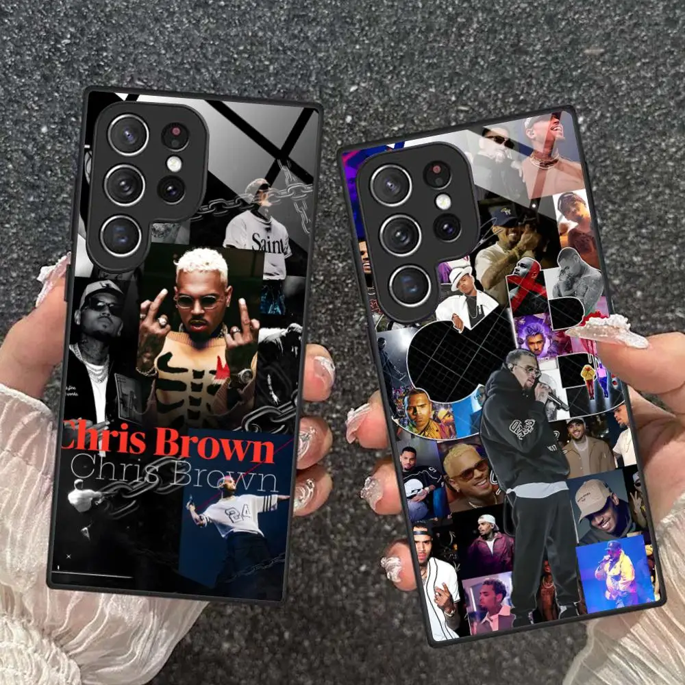 Chris Brown Mobile Phone Case for Samsung Galaxy S25 S24 S23 S22 S21 S20 Note20 Plus FE Ultra Glass Cover Pretty Smartphone
