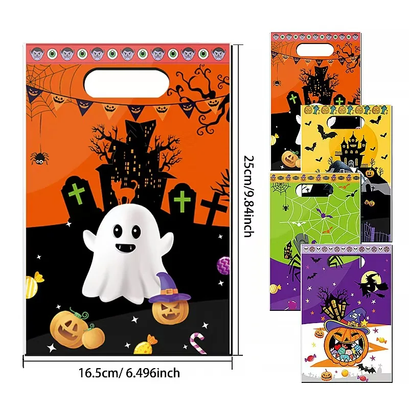10/100PCS Halloween Geschenk Verpackung Taschen Cartoon Geist Kürbis Handheld Tasche Kinder Süßigkeiten Snack Lagerung Pack Festival DIY Dekoration – Detail 10