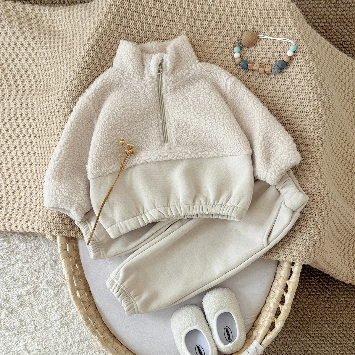 

Toddler Baby Boy Girls Set Lamb Fleece Long Sleeve Sweatshirt+Pants 2pcs/Set Baby Autumn Winter Clothing Newborn