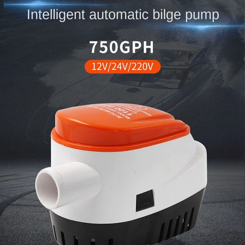 Bilge Pump Fully Automatic Switch Electric Small Submersible Pump 750GPH Big Flow Drainage Pump Energy-Saving 12V DC