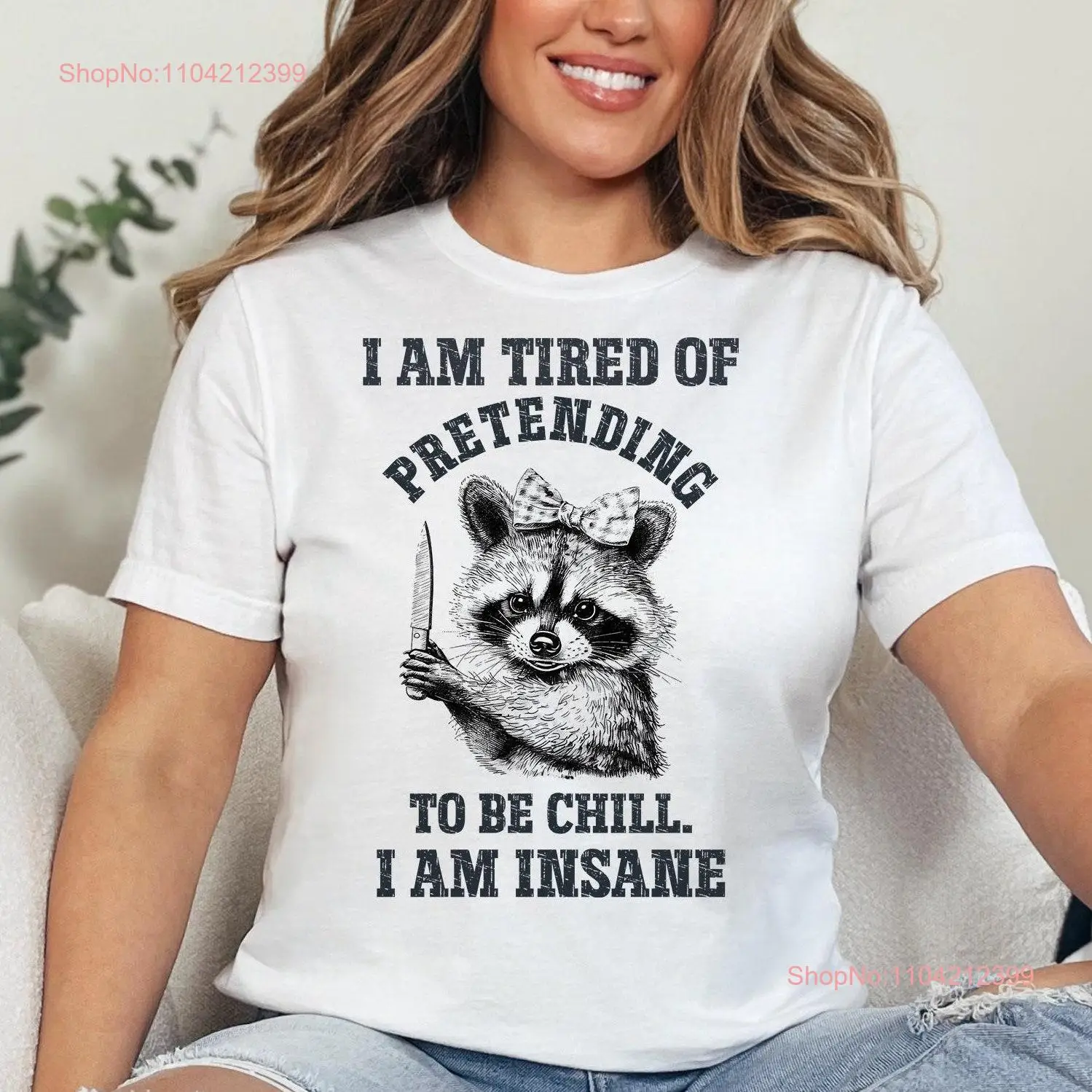 أنا متعب من التظاهر بأن أكون البرد تي شيرت مضحك الراكون ميمي الفكاهة المجنونة فكرة ساخرة