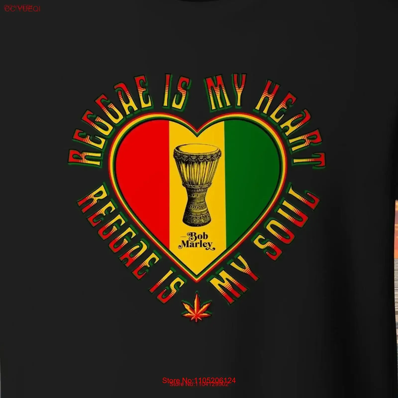 

Reggae is my Heart Soul Bob Marley quote Nyabinghi Drum T shirt with Rasta colors and prefect gift for a lover vintage Washed