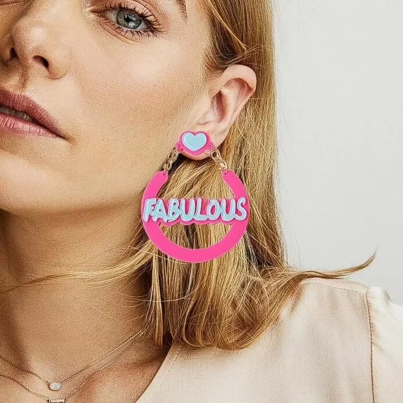 مبالغ فيها بشكل فردي الإنجليزية إلكتروني الأقراط فاسق الهيب هوب العصرية العلامة التجارية سلسلة الاكريليك إلكتروني الأقراط الأقراط الأقراط #5