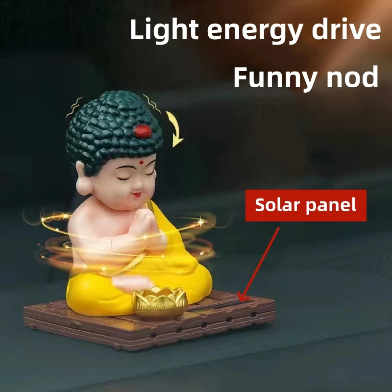 

Solar Nodding Tathagata Buddha Figurine Feng Shui Home / Room Decoration Tathagata Buddha Statue Mascot Ornaments Car Accessorie