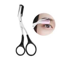 Edelstahl Gesichts Haar Entfernung Rasierer Cutter Augenbraue Trimmer Schere Farbe Titan mit Kamm Abnehmbare Make-Up Zubehör