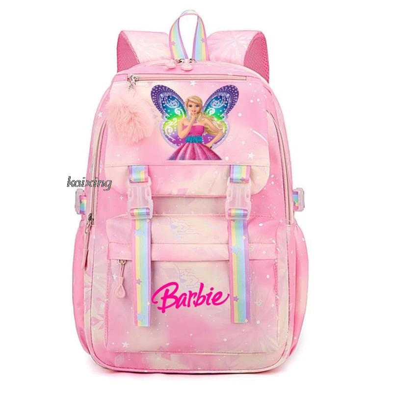 Barbie the movie Girls Kids School Book Bags Women Teenagers Schoolbags Travel Laptop Rainbow Backpack Travel Laptop Backpack