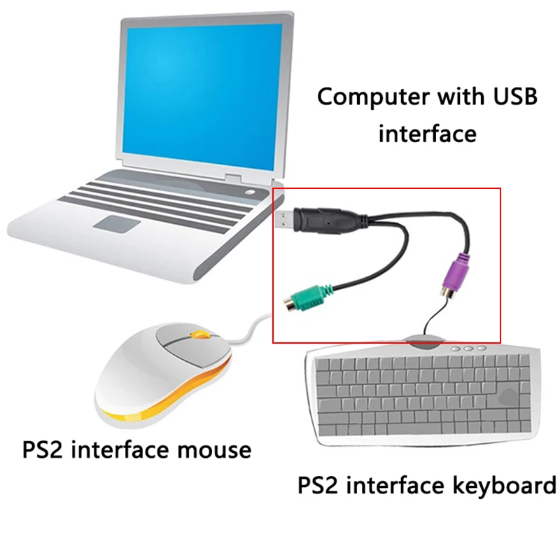 

Usb Male to PS2 Female Adapter Cable Converter PS2 Keyboard Mouse Interface Cable Adapter Computer Accessories