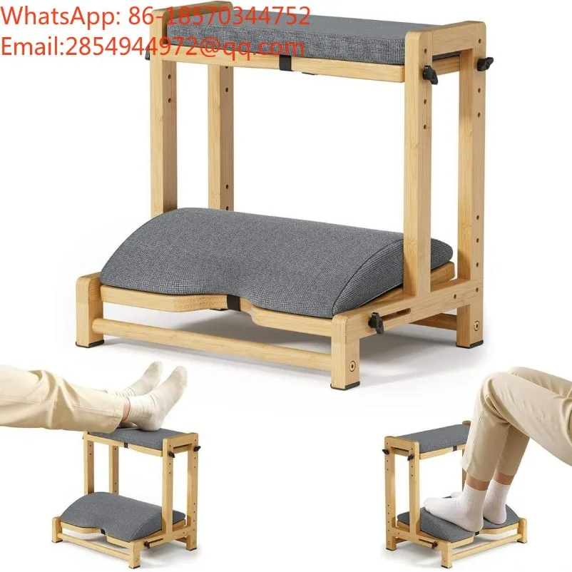 Wooden Footstool Adjustable Soft Bag Ottoman Office Table Leisure Footstool Double Layer Foot Pad