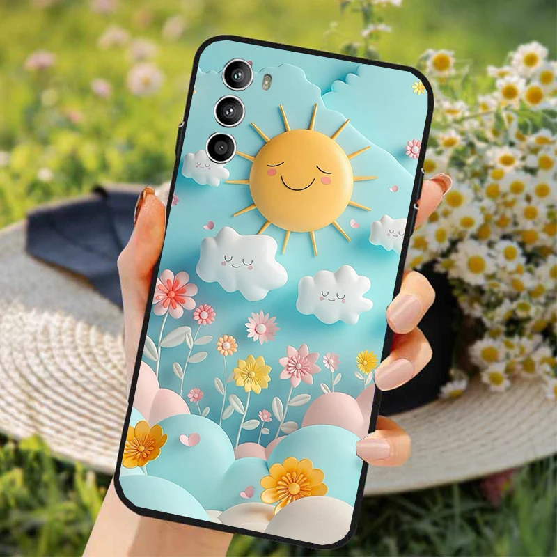 Pink White Cloud Sky Rainbow Phone Case For Motorola Edge 50 40 Pro 50 40 30 Ultra Neo Fusion Moto G Play G Stylus G Power G 5G