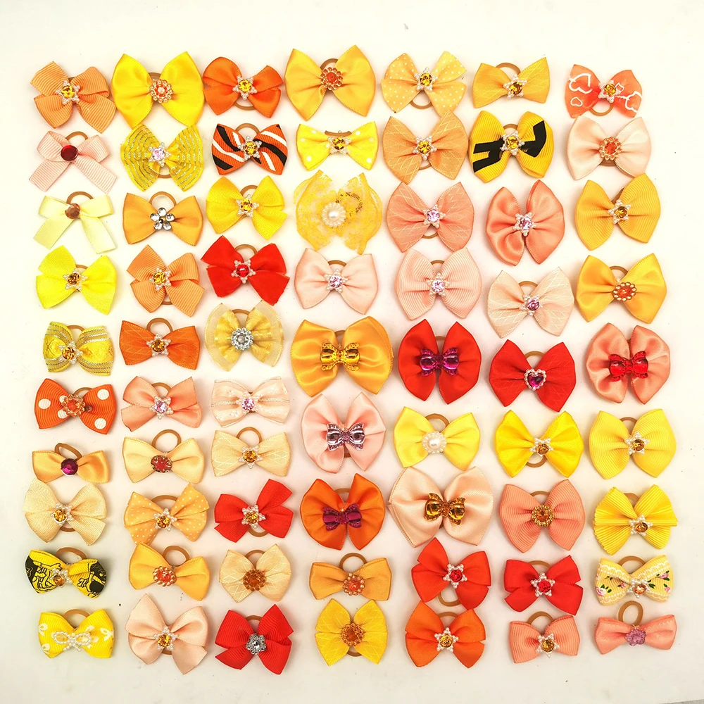 100pcs Pet Grooming Hair Bows Puppy Mix Colours Decorate Hair Accessories for Small Dog Hair Rubber Bands Dog Supplier