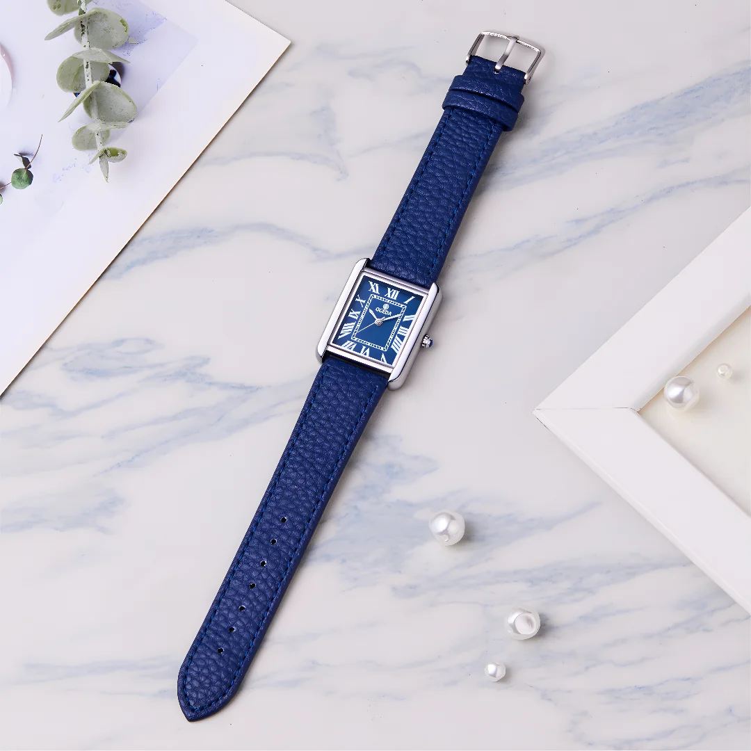 OGEDA Waterproof Couple Watches Casual Fashion Quartz Stainless Steel Leather Strap Square Dial Men's And Women's Lover Watch