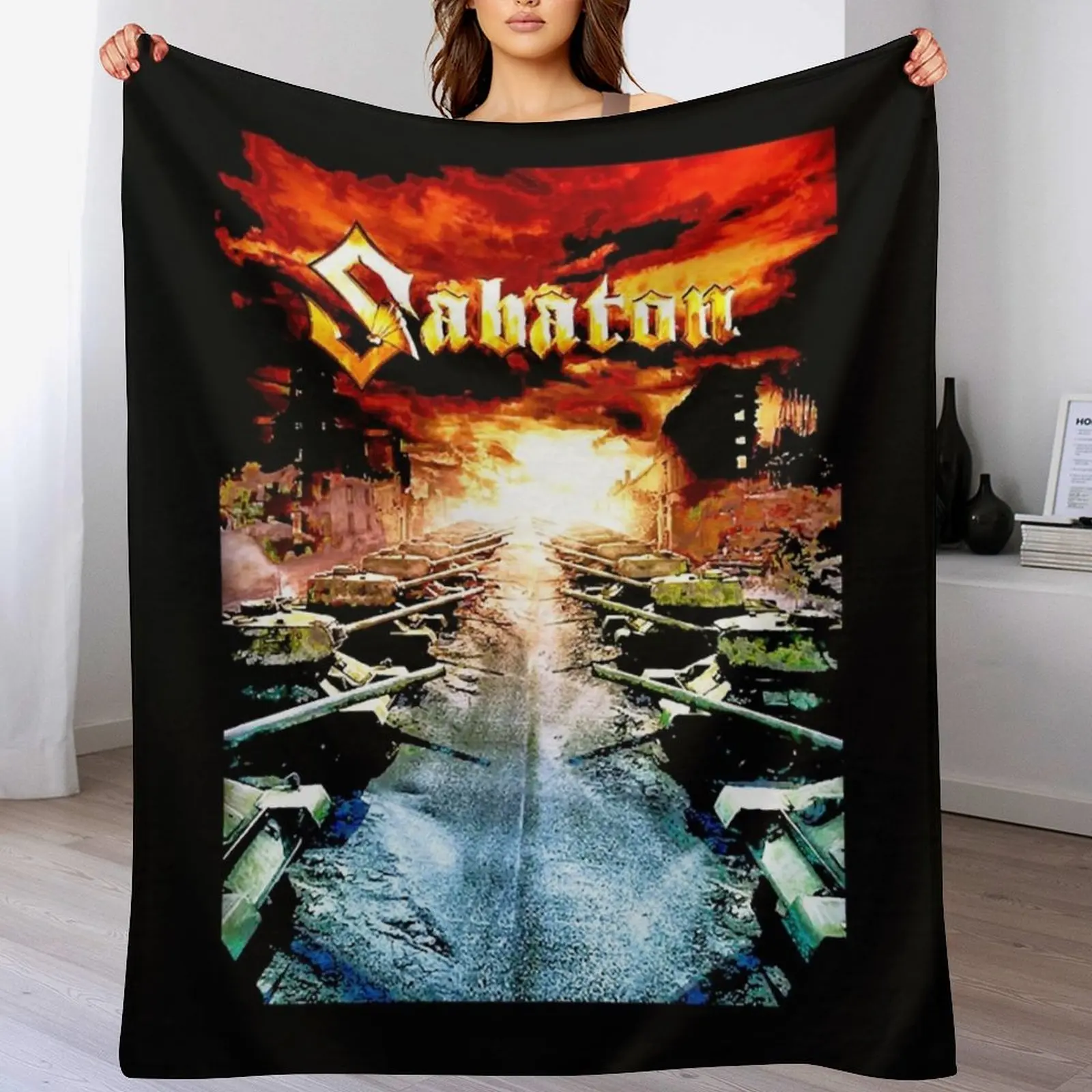 Mens Funny Sabaton Band Gifts Movie Fans Throw Blanket Shaggy Sleeping Bag Blankets