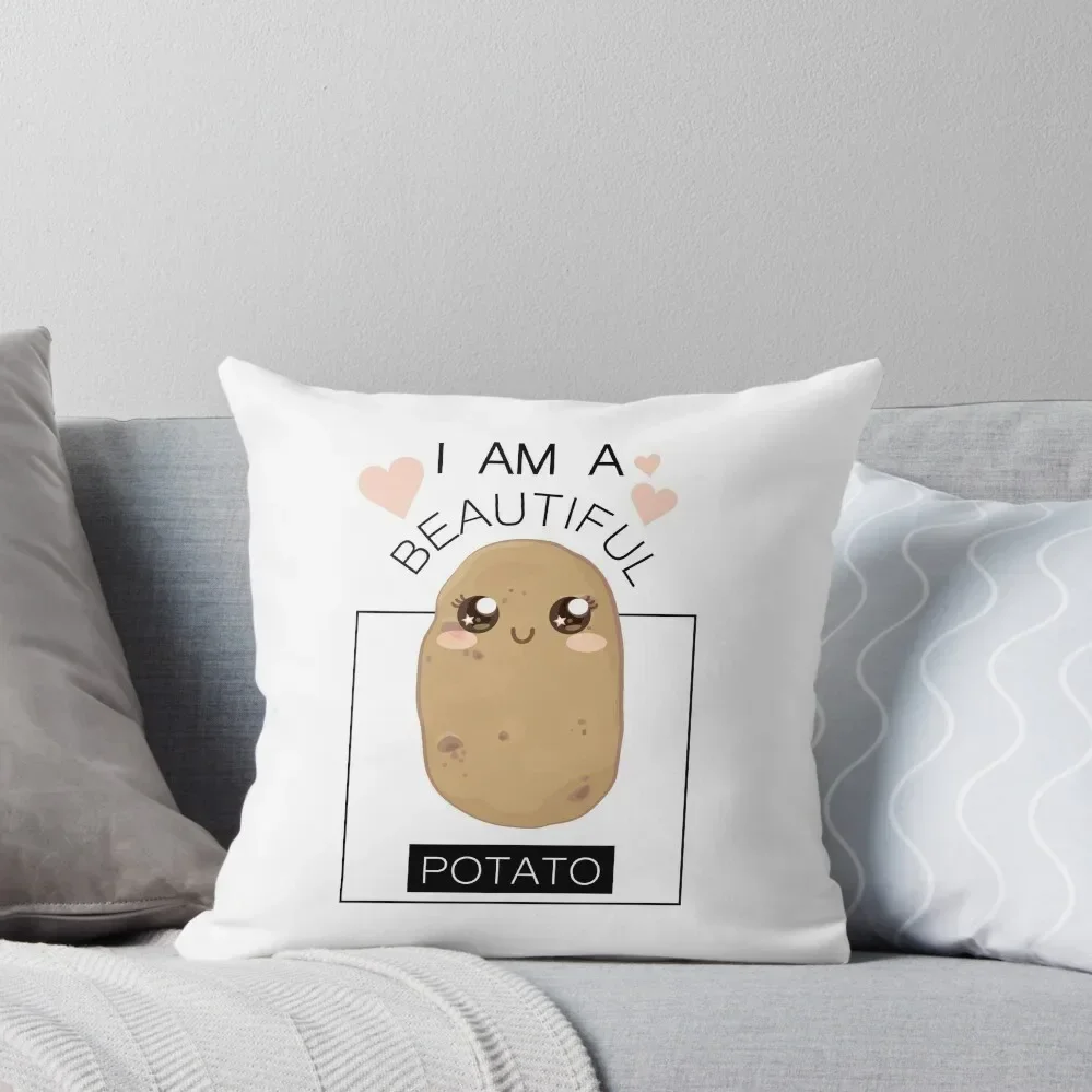 

I AM A BEAUTIFUL POTATO Throw Pillow Pillow Cases Cushion Cover anime girl Pillow