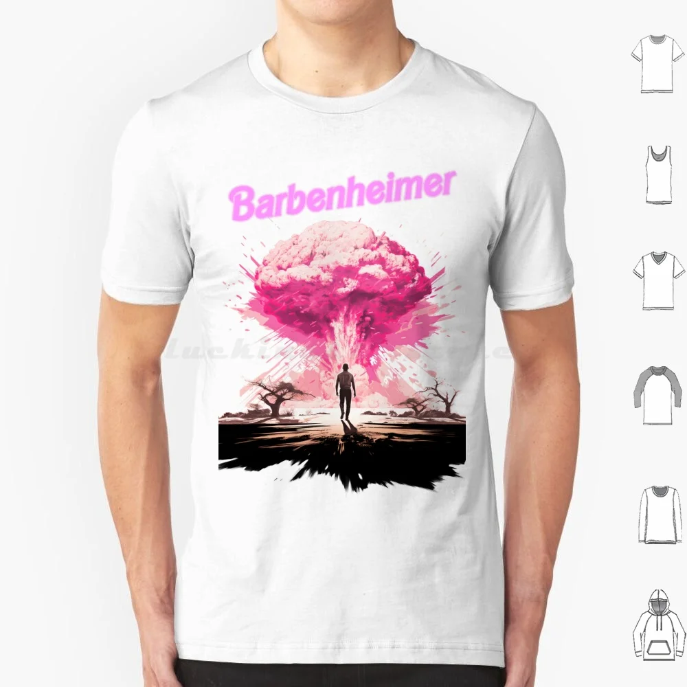 Barbenheimer T Shirt Cotton Men Women DIY Print Barbenheimer Meme Ai Art Nuclear Explosion Internet History Funny Pink