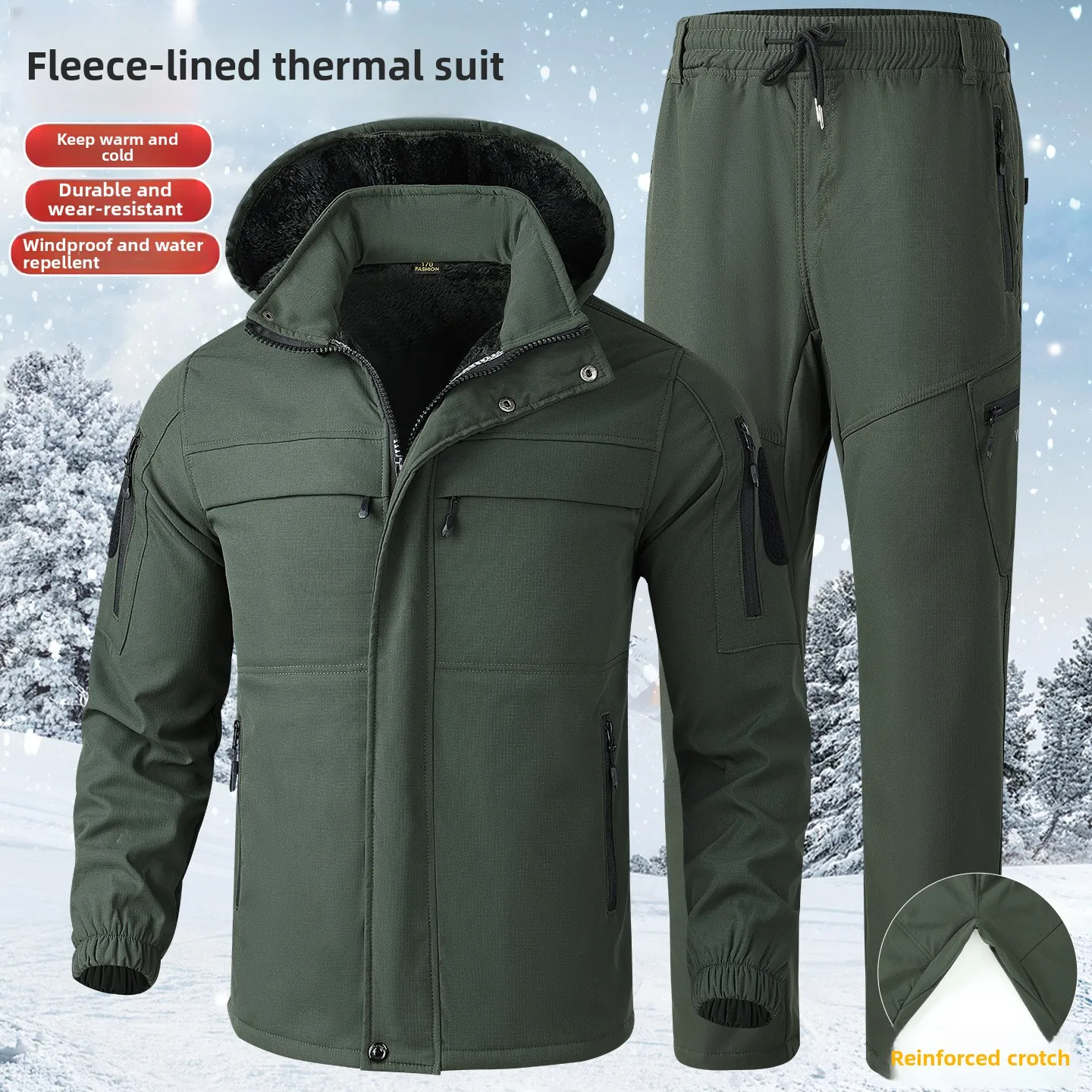 

2025 Winter Outdoor Casual Jacket Velvet Men's Suit Labor Insurance Clothing Wear-resistant Dirt-resistant Multi-pocket Tooling