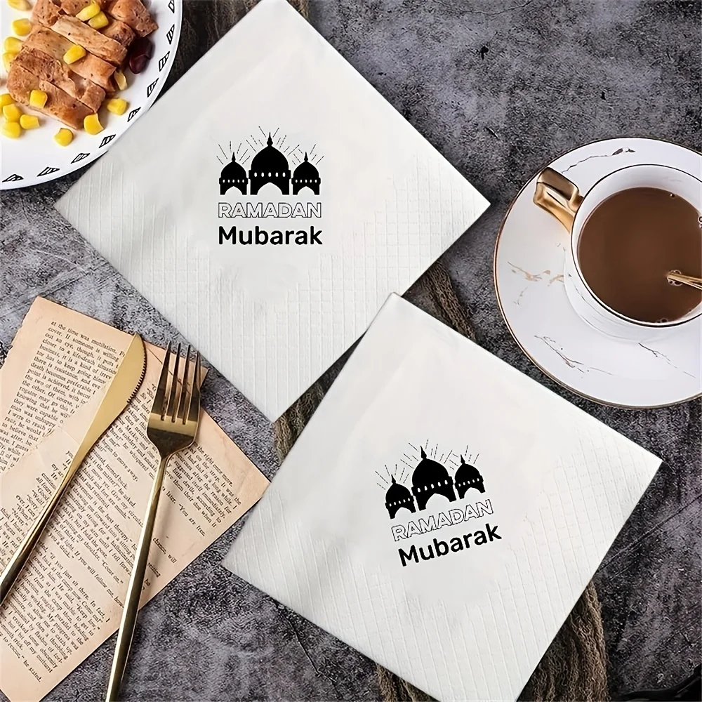 50 قطعة/الحزمة مناديل عيد مبارك/رمضان، لوازم تزيين عطلة رمضان، مناديل تزيين عطلة عيد الفطر الإسلامية #4