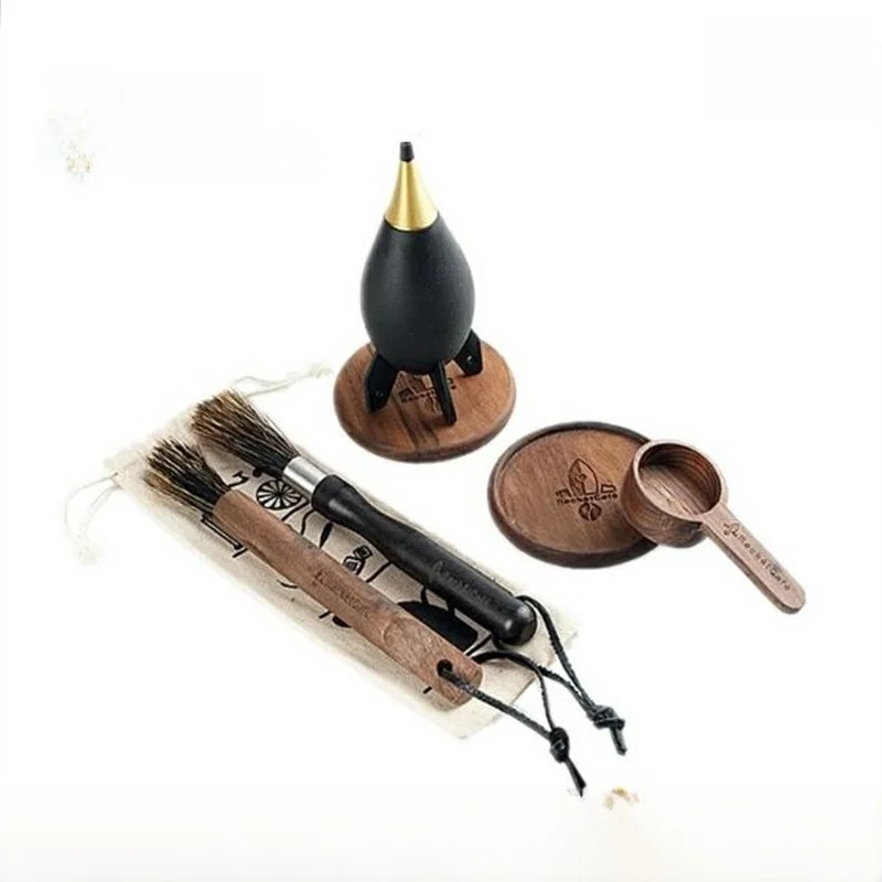 Rocket Home Coffee Machine Original Wood Cleaning Brush Air Blow Cleaning Tool Coffee Powder Brush Accessories Set