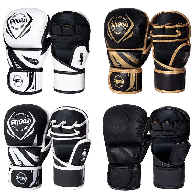 

Боксерские перчатки MMA Sanda на полпальца, боевой Муай Тай для женщин, мужчин, детей, тренировочный мешок для взрослых, Профессиональный Боксерский набор
