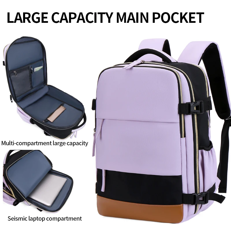 Large-capacity simple backpack, women\'s multi-functional travel luggage backpack, student school bag