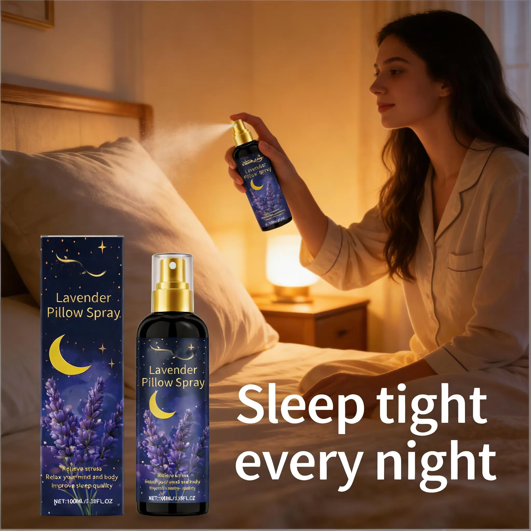 Sleep Spray Lavender for Pillows Relieve Anxiety Fall Asleep Improve Sleep Quality Natural Aromatherapy Body Relaxation Spray
