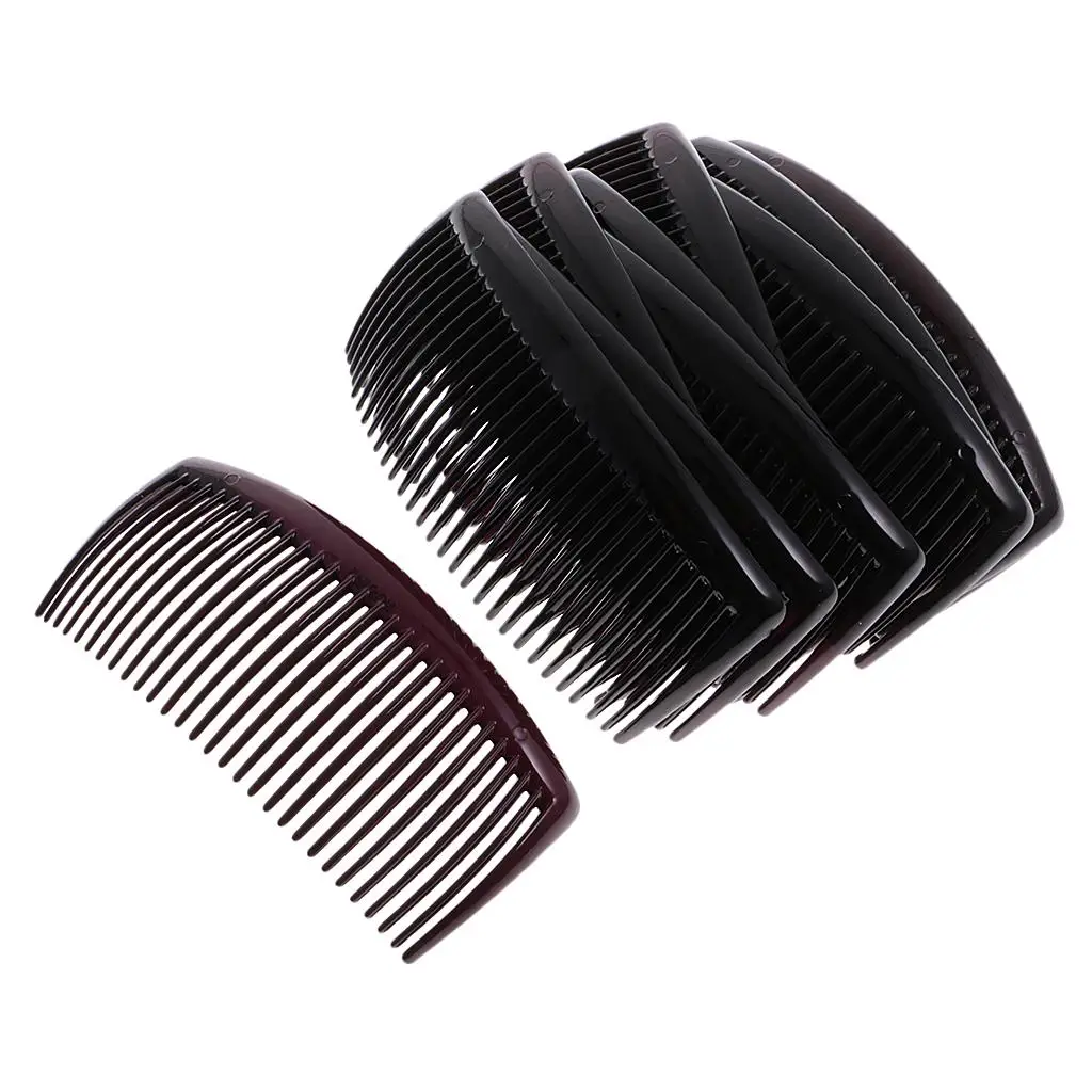 12개 갈색 검은색 머리 빗 대형 플라스틱 11x4.5cm 긴 머리 액세서리