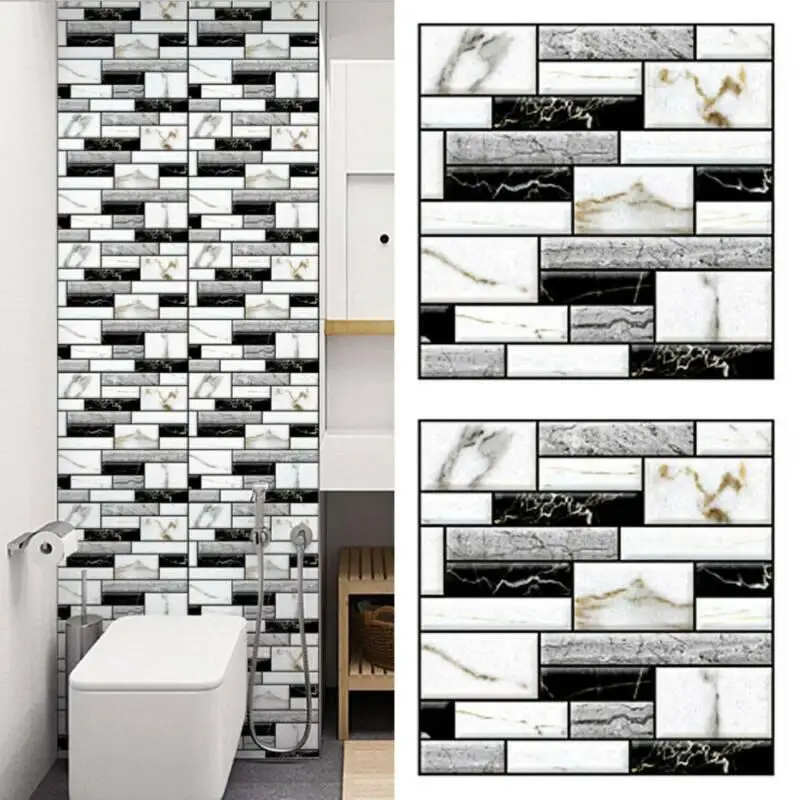 30x30cm 3D Brick Wall Stickers Waterproof Kitchen Bathroom Mosaic Self-Adhesive DIY Modern Home Decoration Tile Stickers