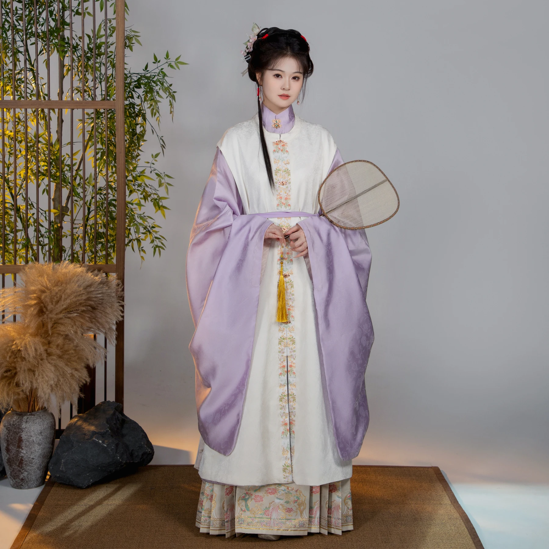 

Оригинальное женское вечернее длинное пальто Nanzhi Ming Dynas Hanfu, улучшенное круглое пальто на пуговицах сбоку в комплекте