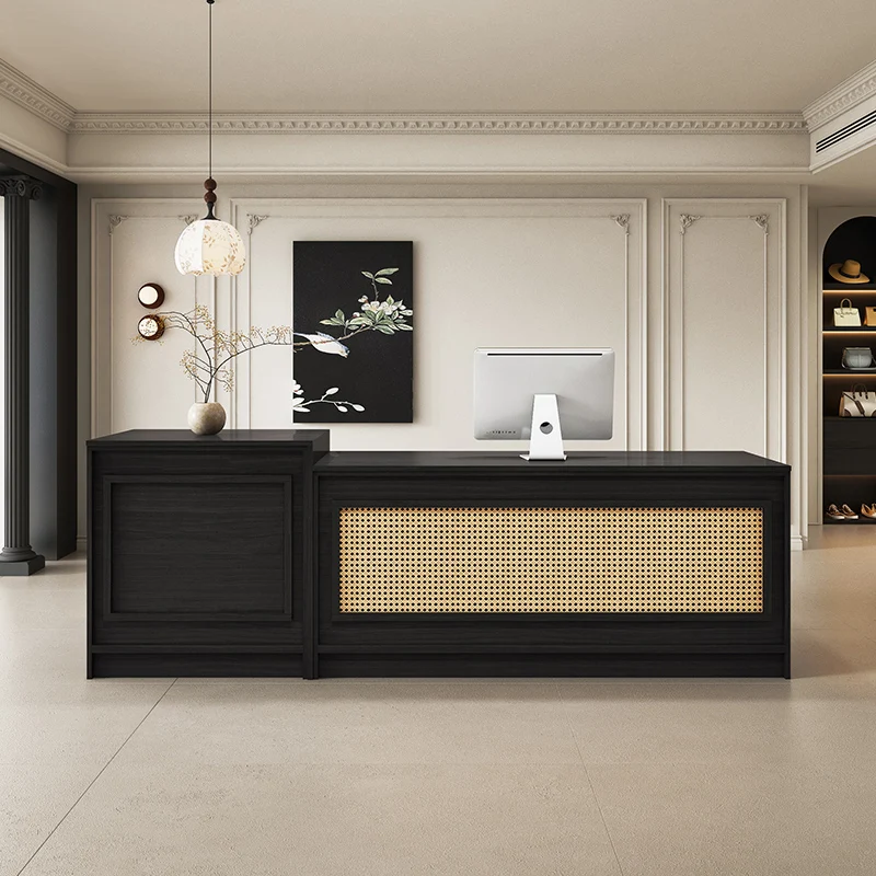 Стойки регистрации с логотипом прилавка Коричневая эстетика Современные офисные стойки регистрации Деревянный бизнес-дизайн Mostrador Recepcion Furniture