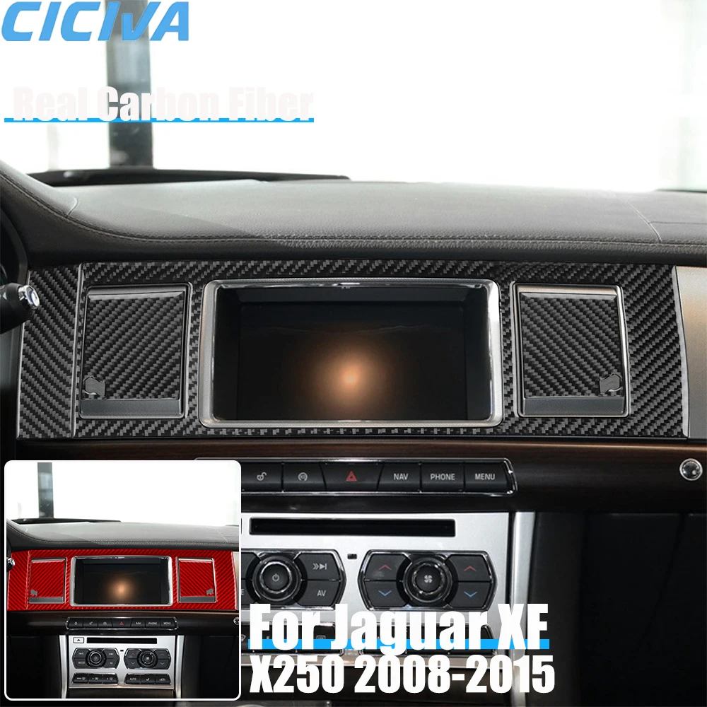 

Real Carbon Fiber Car Accessories Center Air Vent Panel Set Decorative Trim Cover Soft Sticker For Jaguar XF X250 2008-2015