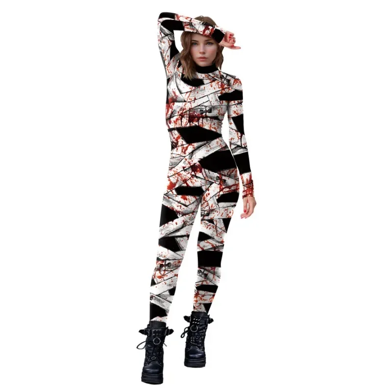 Halloween Donna Catsuit 3D Stampato Tutina Mummia Cosplay Tuta Terrore Spaventoso Sanguinante Costume Cosplay Zenti Party Body