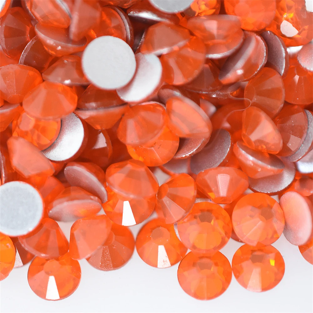 1440PCS SS4-40 Hyacinth Glass Orange Red Nail Art Decorations Non Hotfix FlatBack Rhinestones Loose Stones Crystals  Strass DIY