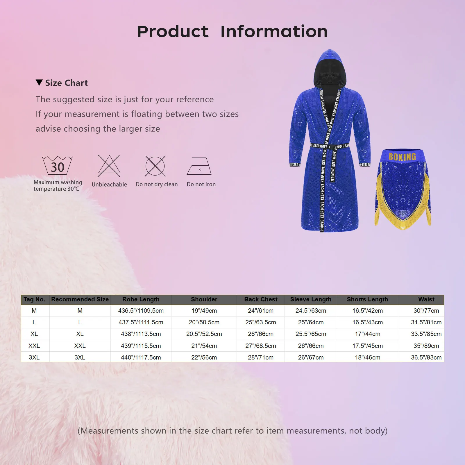 Men Boxing Robe Long Sleeve Sequins Hooded Cloak with Belt And Fringes Boxing Shorts for Boxing Muay Thai Martial Arts Training