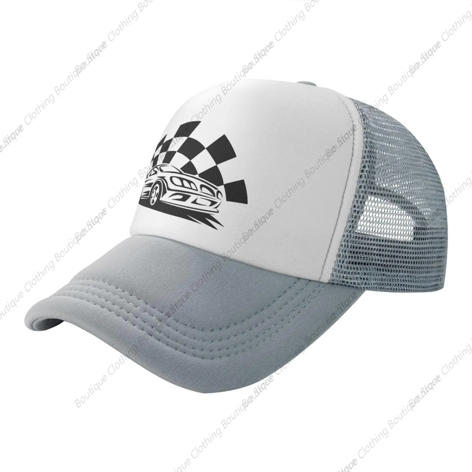 

Checkered Flags Race Car Mens Womens Mesh Hats Teens Baseball Cap Adjustable Trucker Hat for Outdoor