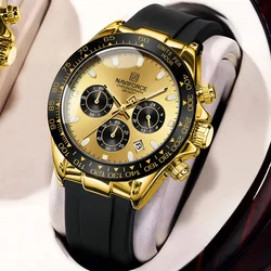 NAVIFORCE Brand Fashion Luxury Watch For Men Waterproof Chronograph Clock Business Casual Silicone Strap Wristwatches 2024 New