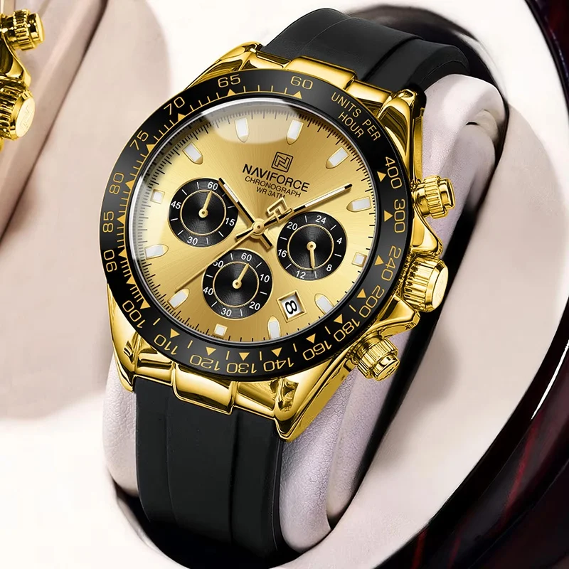 NAVIFORCE Man's Watch Quartz Chronograph 30M Waterproof Clock Silicone Strap Male Fashion Luxury Business Casual Wristwatch NF80