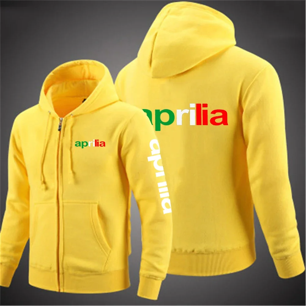 Aprilia jaket hoodie sepeda motor, atasan kardigan kustom ritsleting pakaian cetak mode kasual musim semi musim gugur 2024