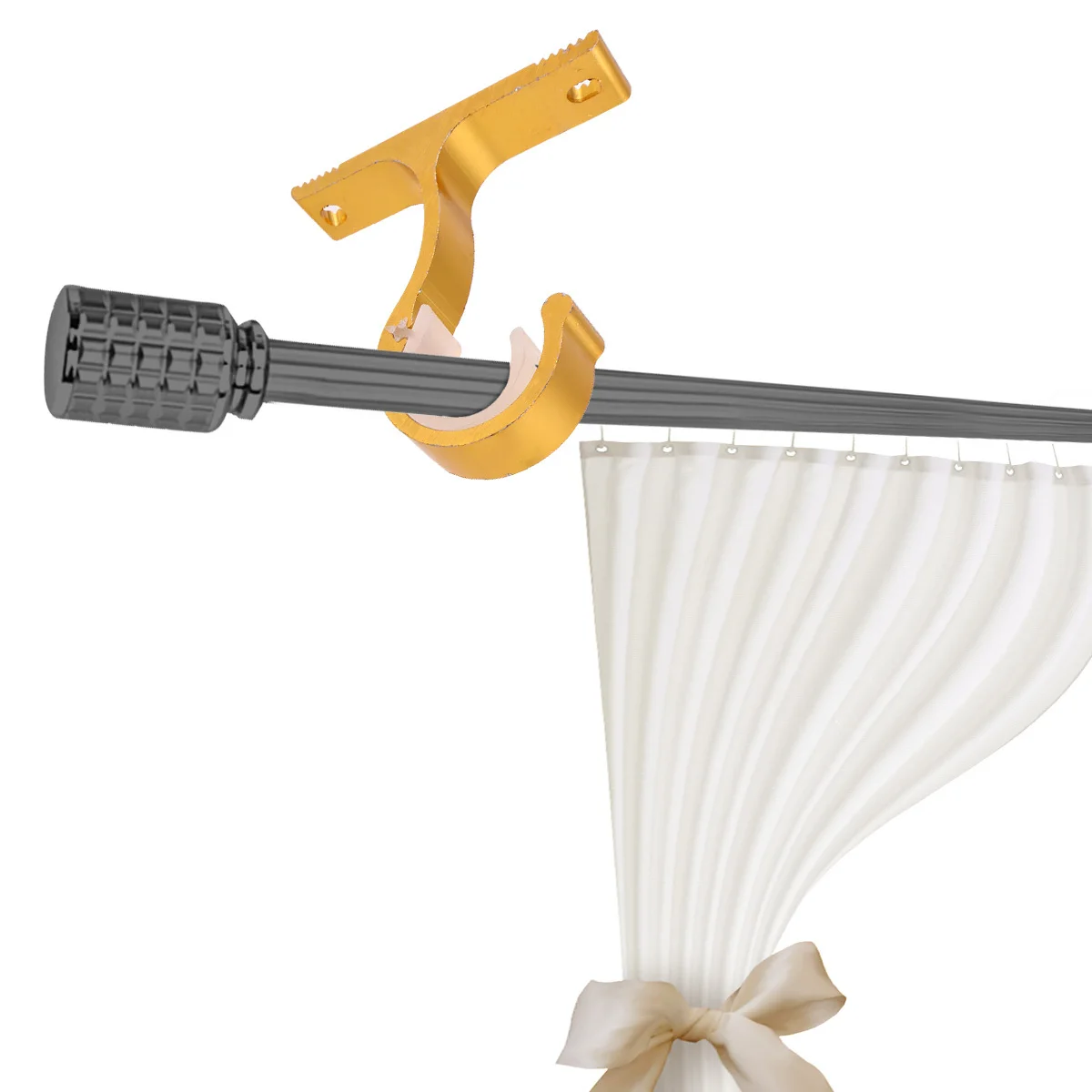 

2pcs Aluminum Alloy Curtain Bracket Wall Mount For Thick Rods Golden Double Bracket Hook Modern Semicircular Opening Metal