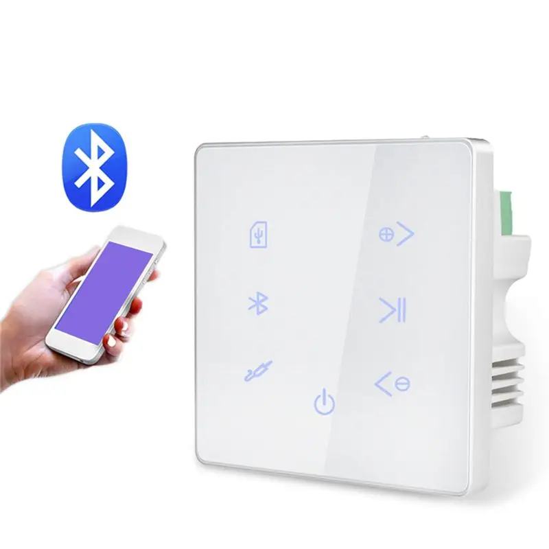 B68A Bluetooth Music Panel Plastic Music Panel Smart Home Background Audio System Stereo For Hotel Restaurant White