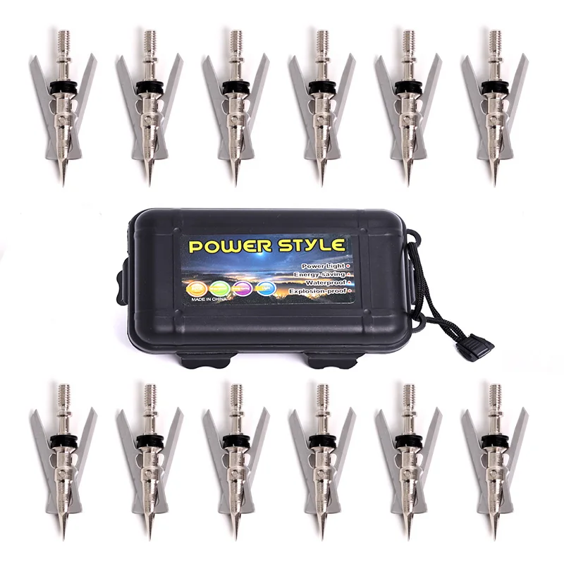 12Pcs 100 Grain Arrowhead Tips Archery Point Hunting Broadheads with Plastic Case for Outdoor Shooting