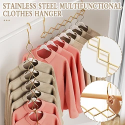 Stainless Steel 7-Hole Support Clothes Hanger Household Saving Space Clothes Rack for Dormitory Hanging Folding Clothes Rack