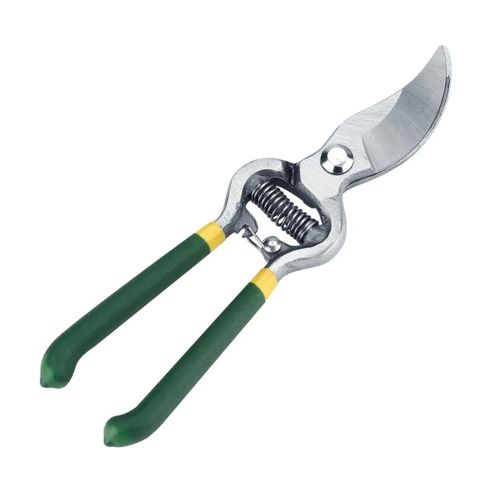 High Carbon Steel Pruning Shears Double-Sided Polished Black and Green Bypass Pruners Safety Lock Soft Coated Handle
