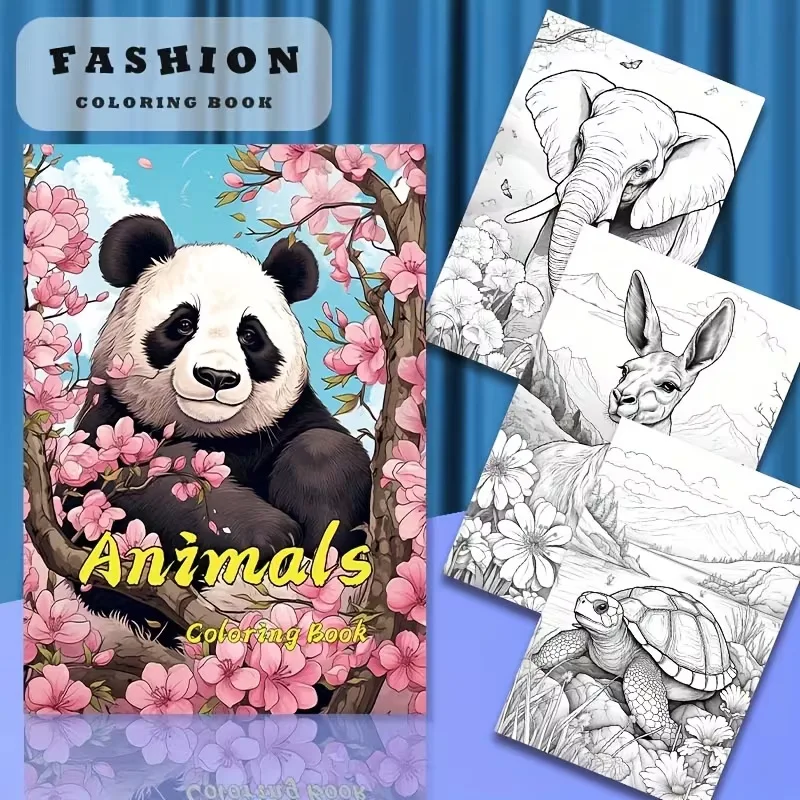 

Fun Animals Adult Coloring Book 24 Pages Cute Creature Designs Relaxing Art Therapy Creative Mindfulness Gift