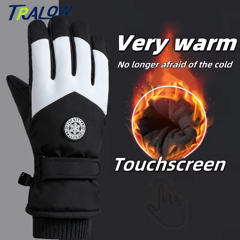 

TRALOW Ski Gloves Winter Warm Touchscreen Fleece-Lined Thickened Windproof Cold-Resistant Outdoor Cycling Hiking Winter Gift