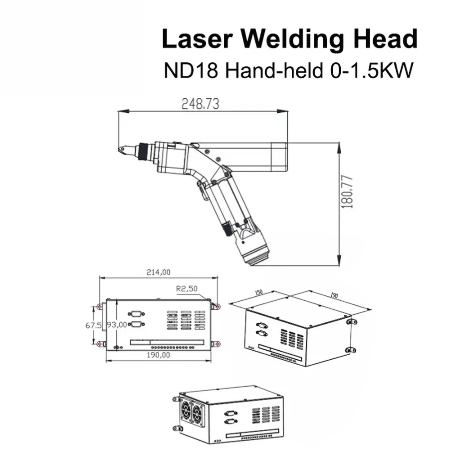 WSX 0-1.5KW ND18 Hand-held Laser Welding Head Max Power 1500W with QBH Connector for Fiber Laser Machine